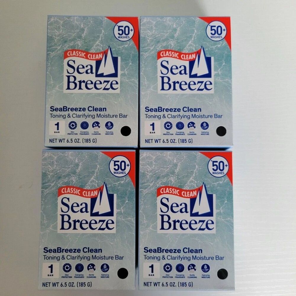 Sea Breeze Classic Clean Toning Clarifying Moisture Bar 4 Bars 6.5 oz ea.